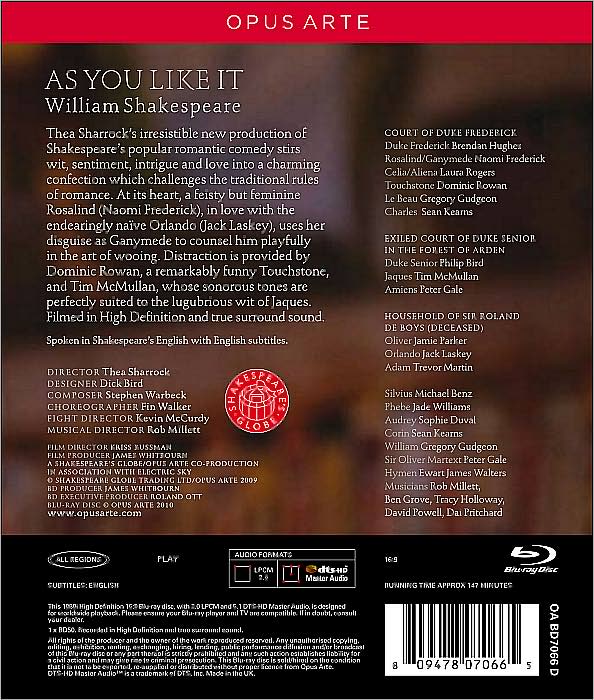 William Shakespeare: As You Like It - Shakespeare's Globe Theatre [Blu-ray]