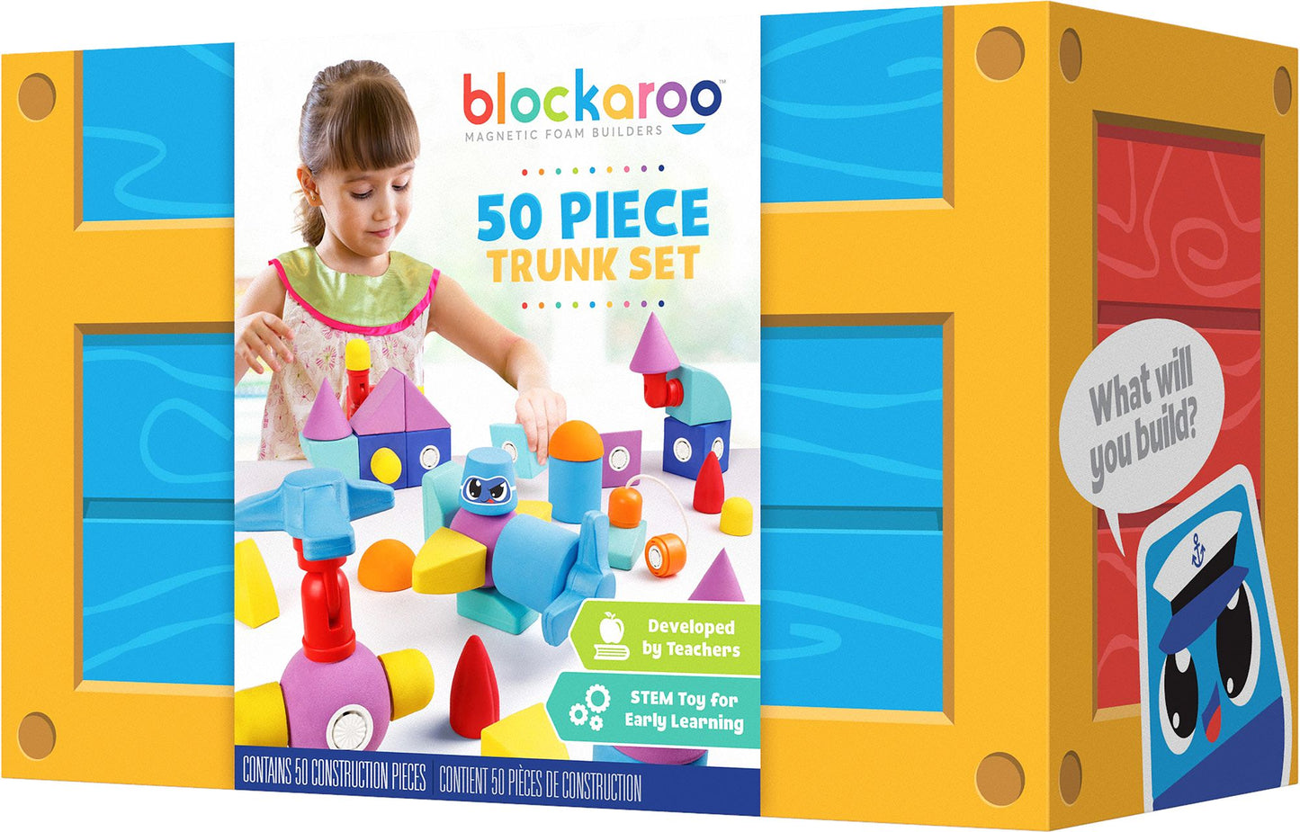 Blockaroo Magnetic Foam Blocks - 50 Piece Trunk Set