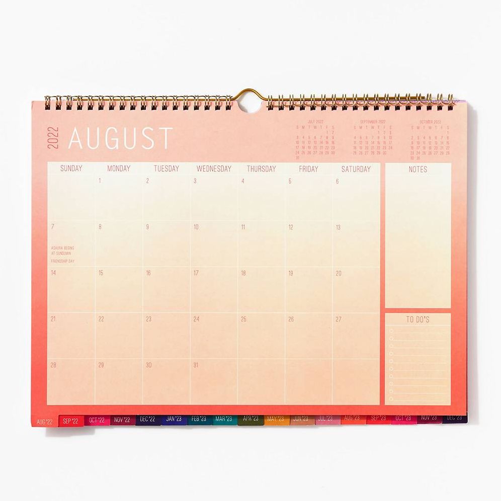 2022-2023 Colorful Tabbed Wall Calendar