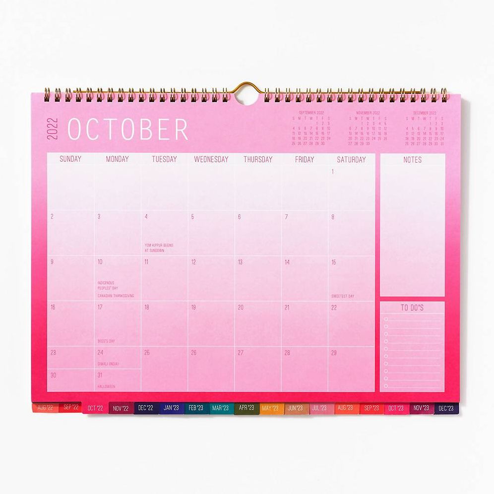 2022-2023 Colorful Tabbed Wall Calendar