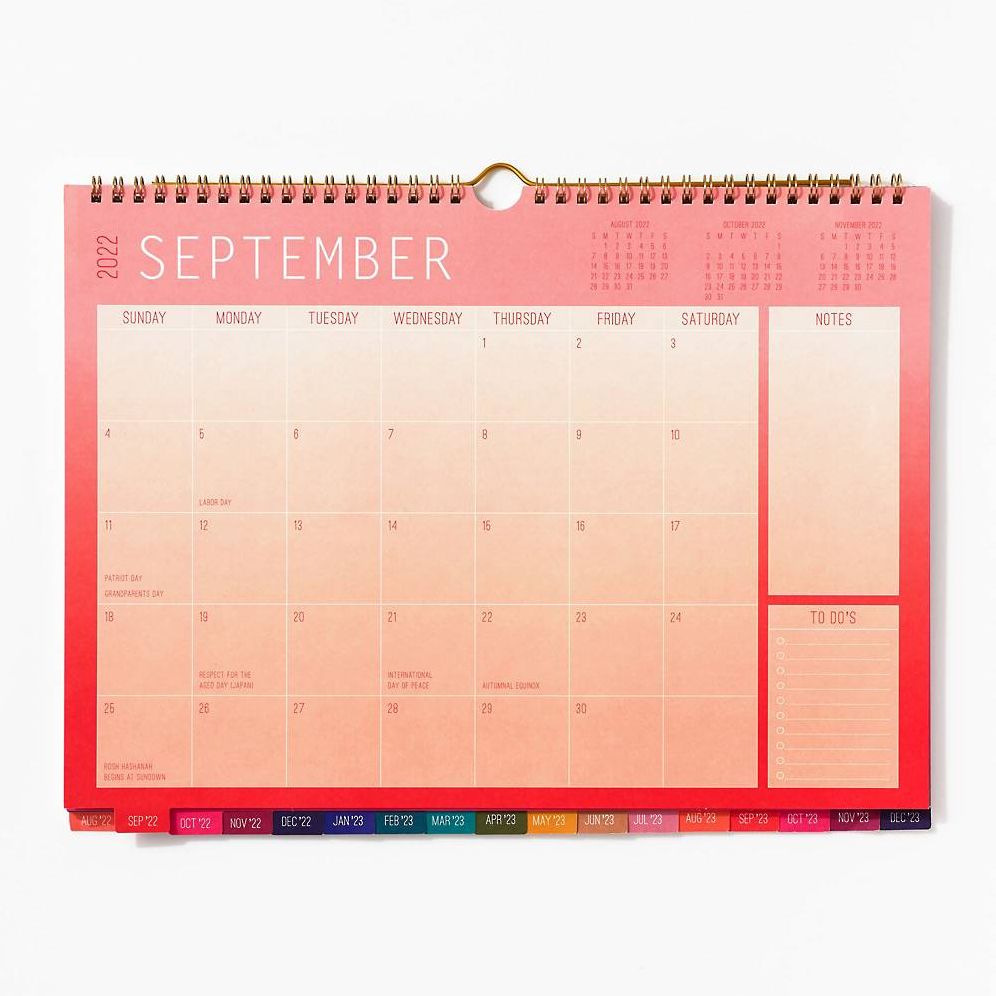 2022-2023 Colorful Tabbed Wall Calendar