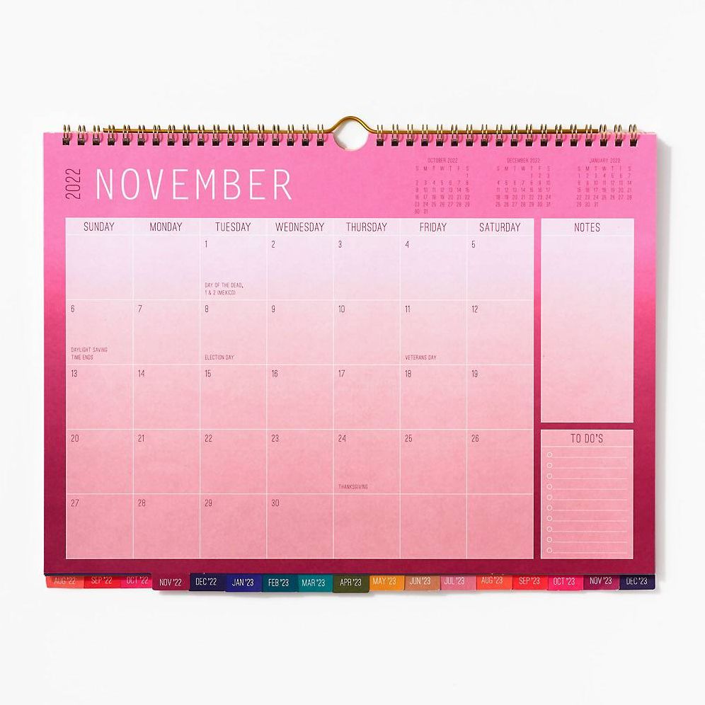 2022-2023 Colorful Tabbed Wall Calendar