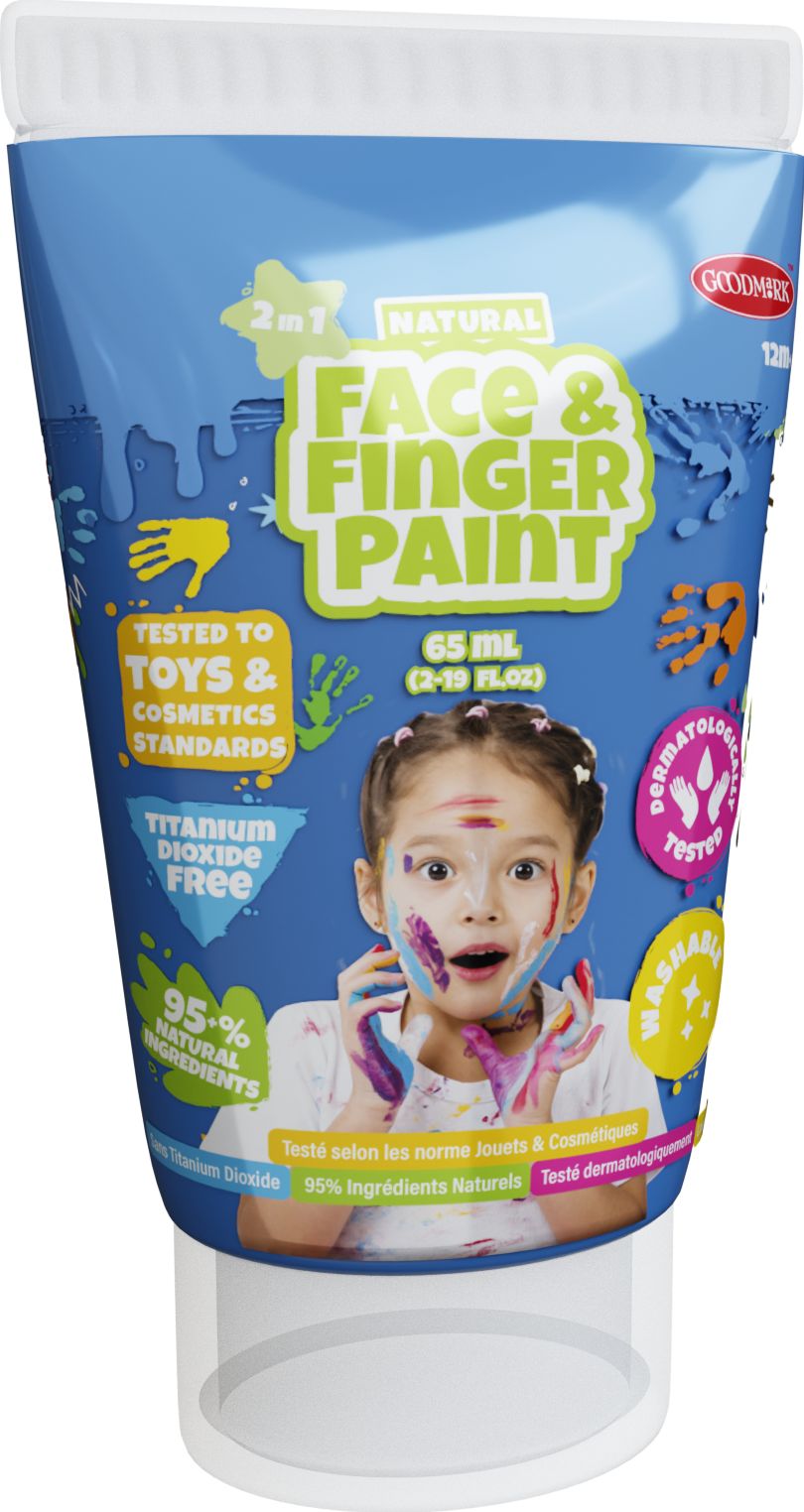 NATURAL FACE & FINGER PAINT - ALL-IN-ONE SET - INCL 5-PACK 2.3 OZ - WHITE, RED, BLUE, YELLOW, GREEN
