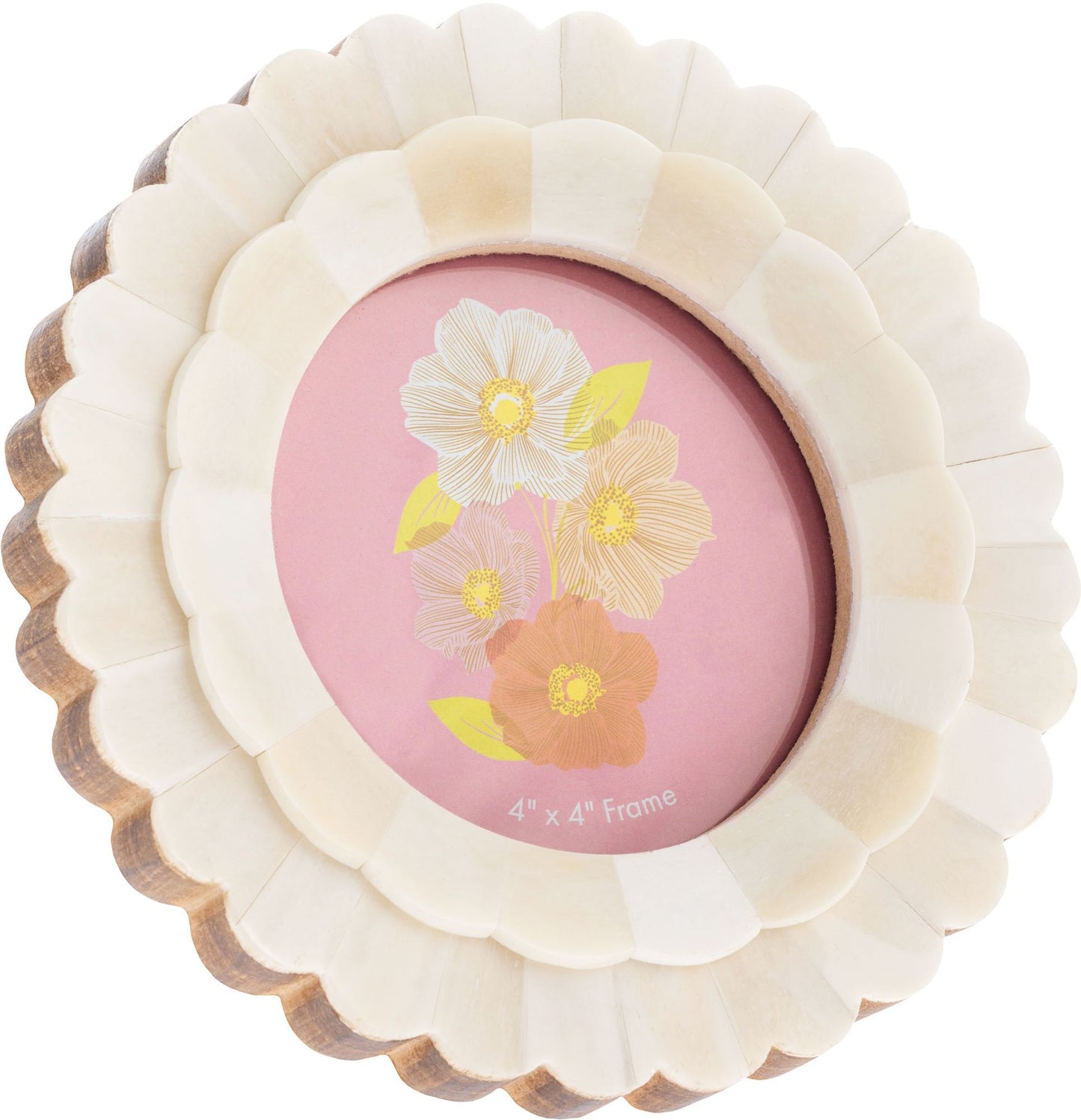 White Round Scalloped Frame