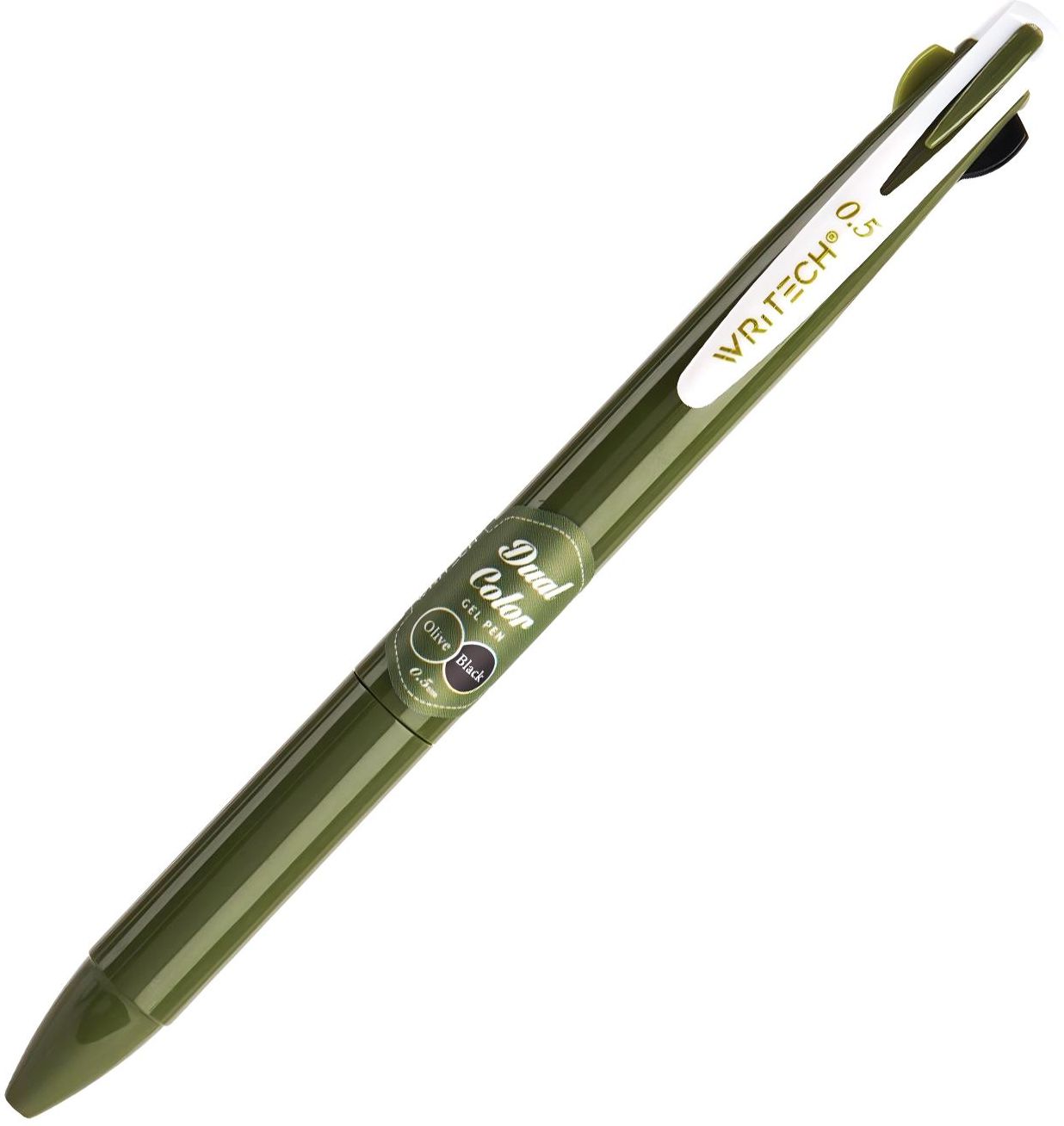 Vintage Dual Color Gel Pen Olive + Black 0.5mm Bullet Tip
