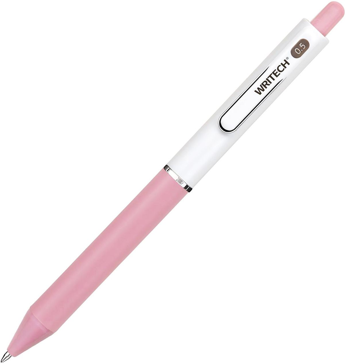 W-Gel Retractable Pen - White Barrel Pink Grip Pink Ink 0.7mm Bullet Tip