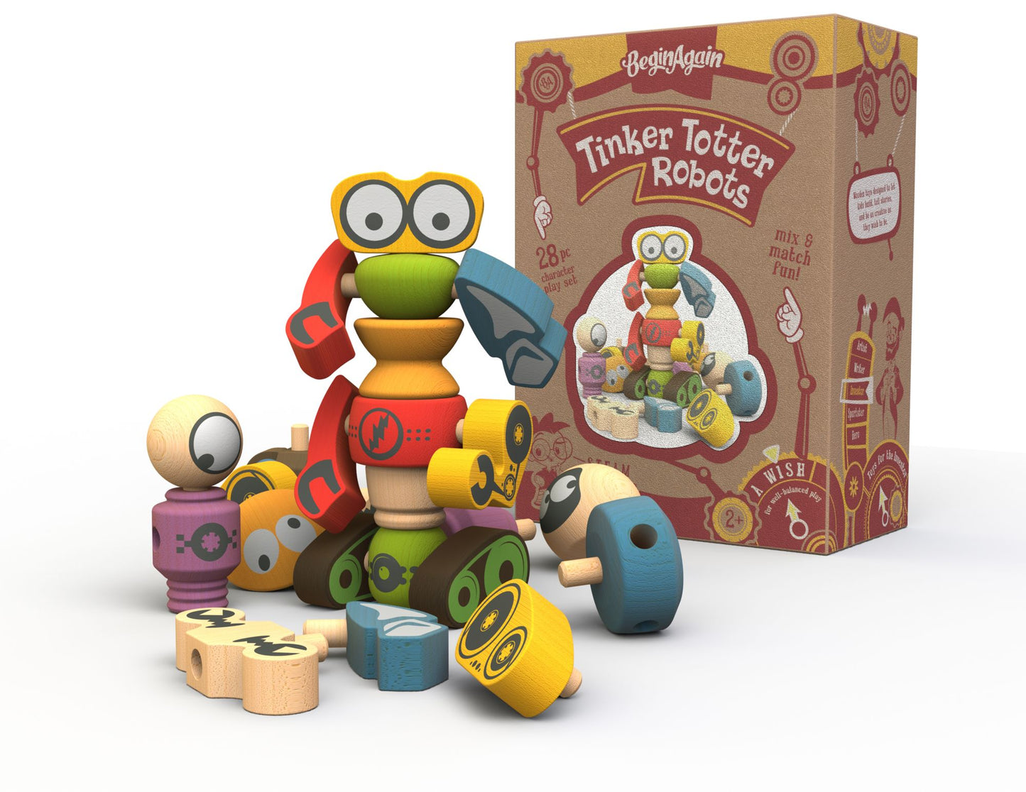 BeginAgain Toys Tinker Totter Robots Set
