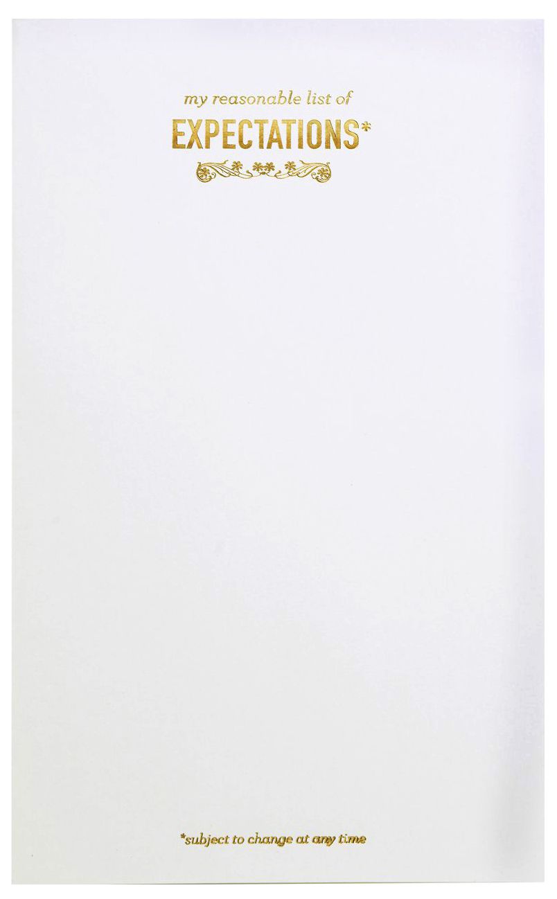 My Reasonable List of Expecations Foil Stamped Notepad (4'' x 6.5'')