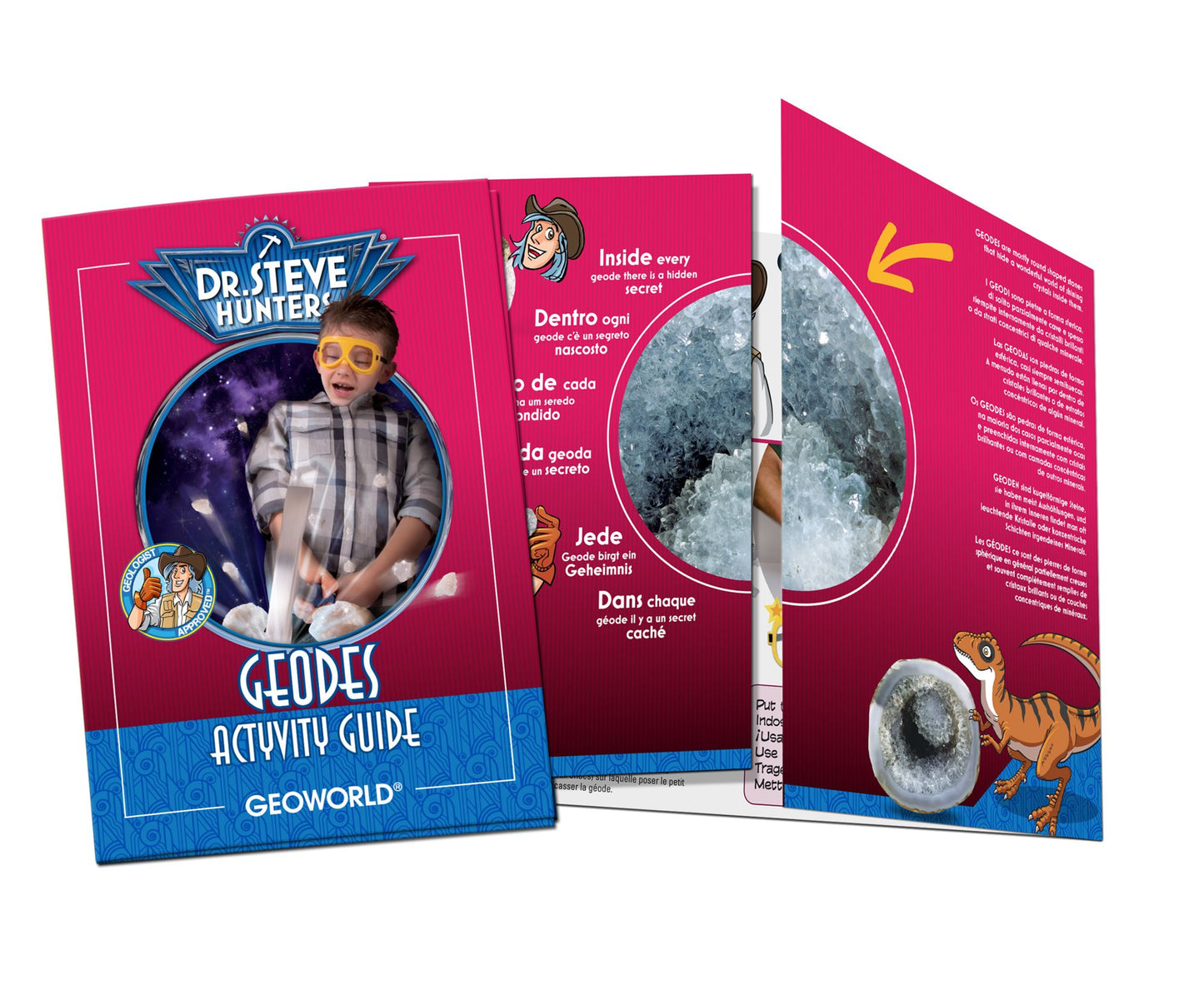 Geoworld Dr. Steve Hunters 7 Geodes plus Agate Slice Crack 'em Open Kit
