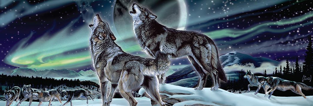 1000 Pc Panoramic Puzzle The Wolves Moon Al Agnew