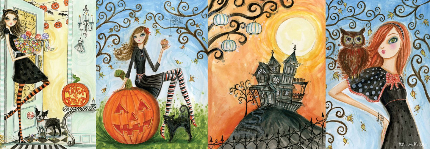 1000 Pc Glitter Panoramic Puzzle Halloween Chic Bella Pilar