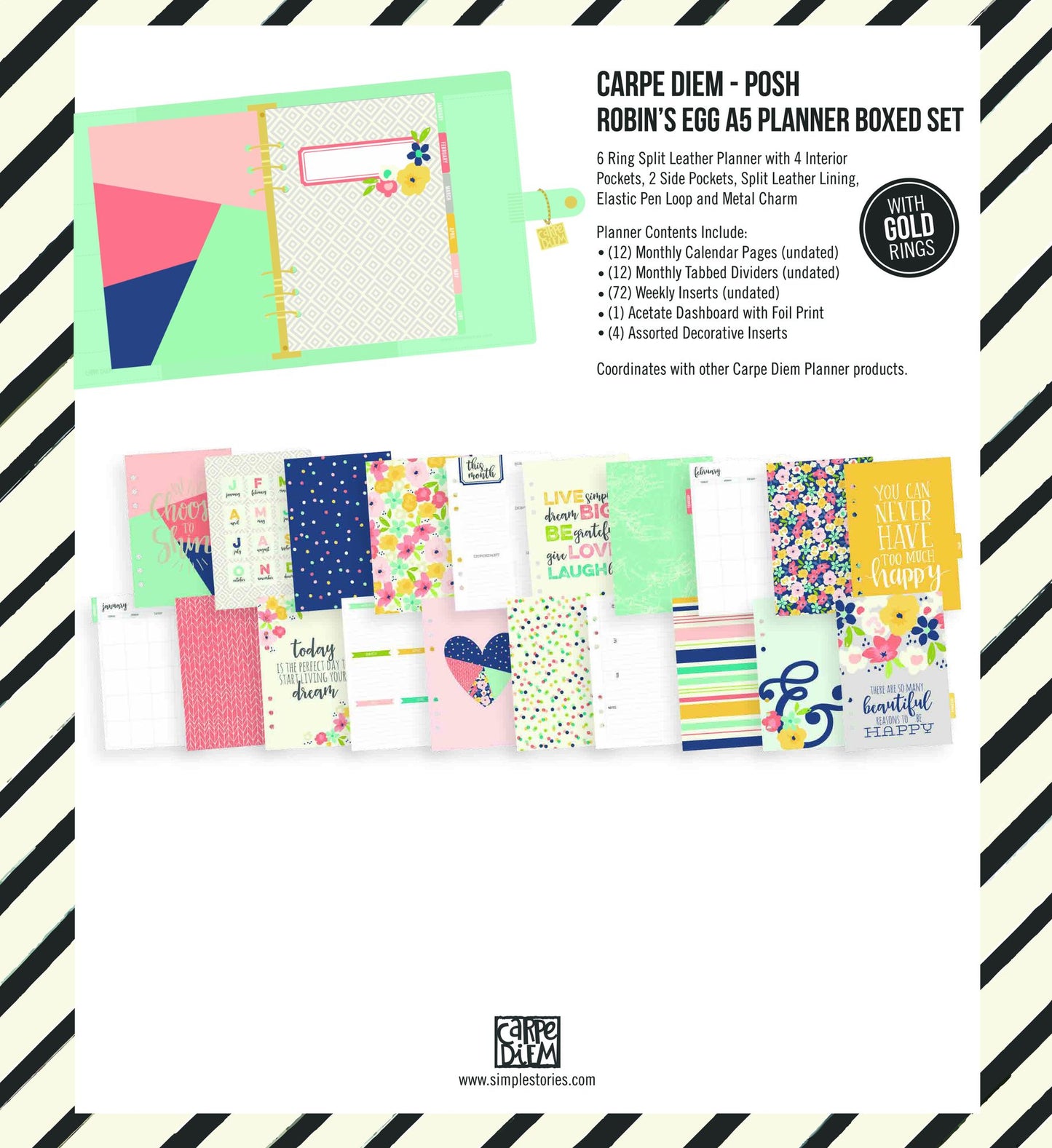 2018 Carpe Diem - Posh Robin's Egg Monthly/Weekly Planner Box Set