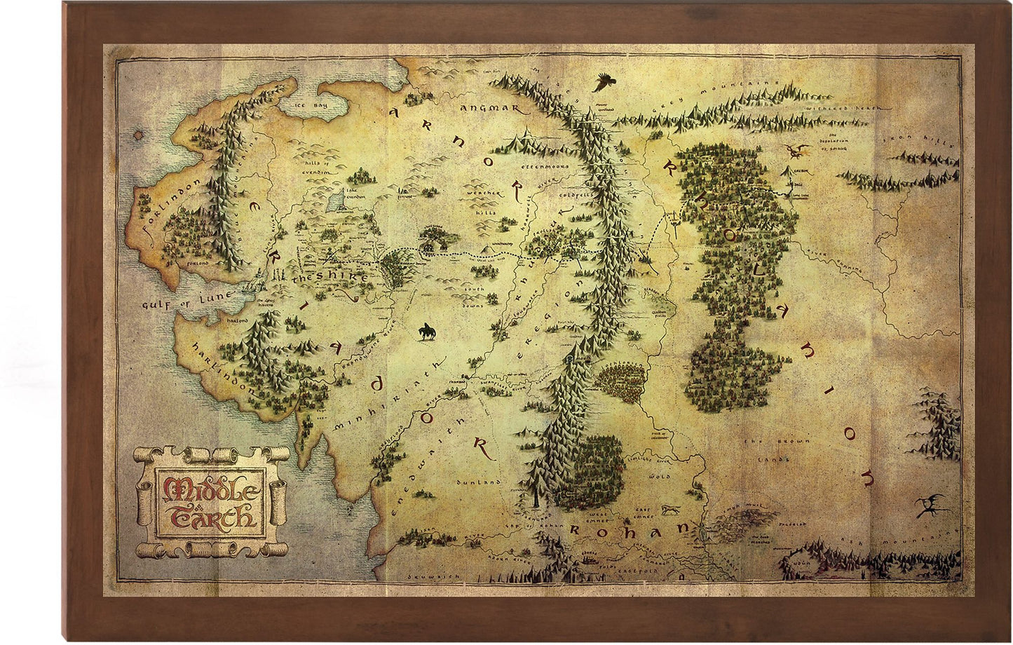 Officially authorized by HBO. Game of Thrones Map of Middle Earth. Mounted on wood. Display measures 16 inches x 10 inches