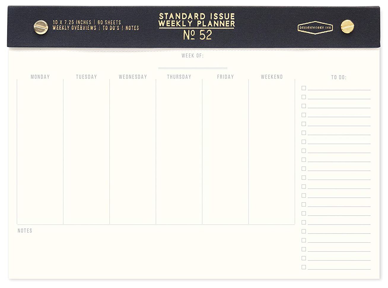 Standard Issue Post Bound Weekly Undated Desk Planner - Black