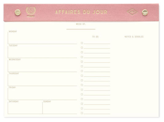 Affaires Du Jour Post Bound Weekly Undated Desk Planner - Pink
