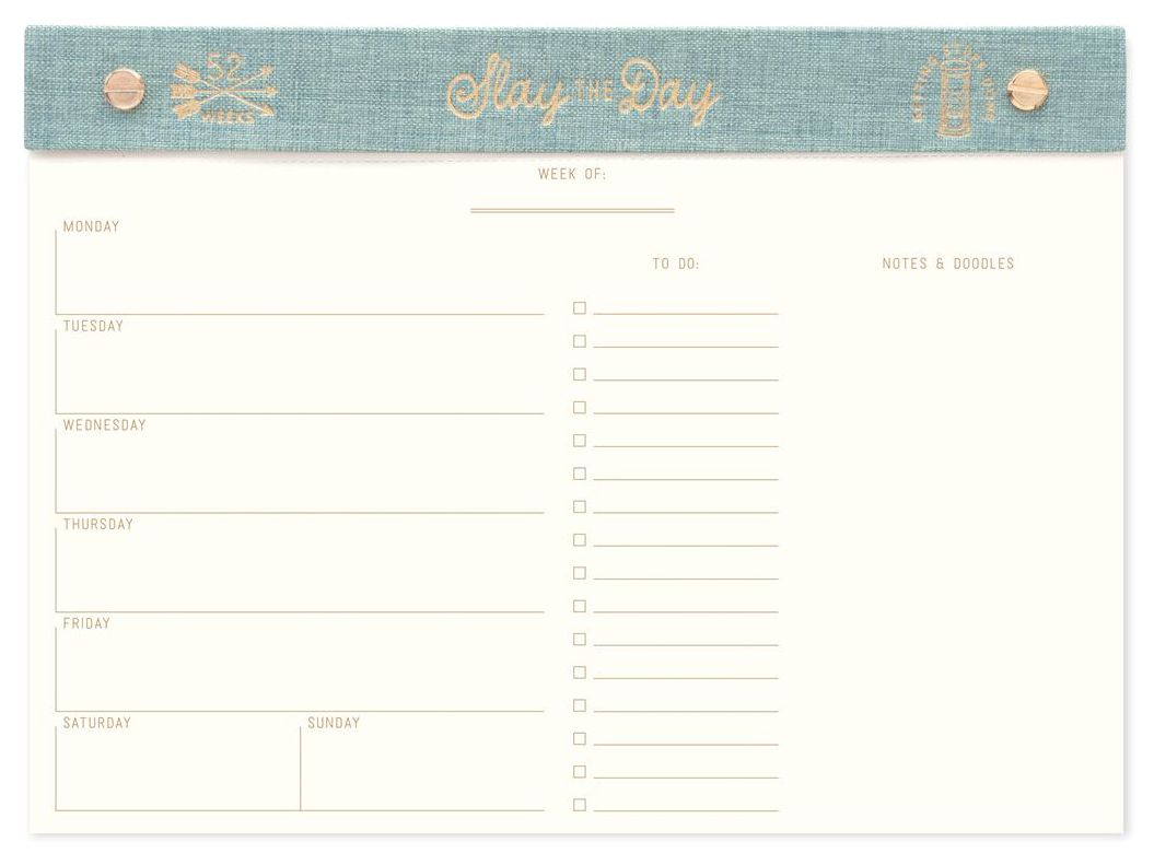 Slay The Day Post Bound Weekly Undated Desk Planner - Sea Foam Green