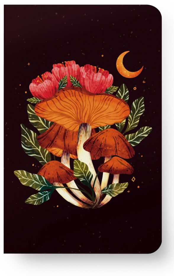 Midnight Mushroom Medium Layflat Notebook