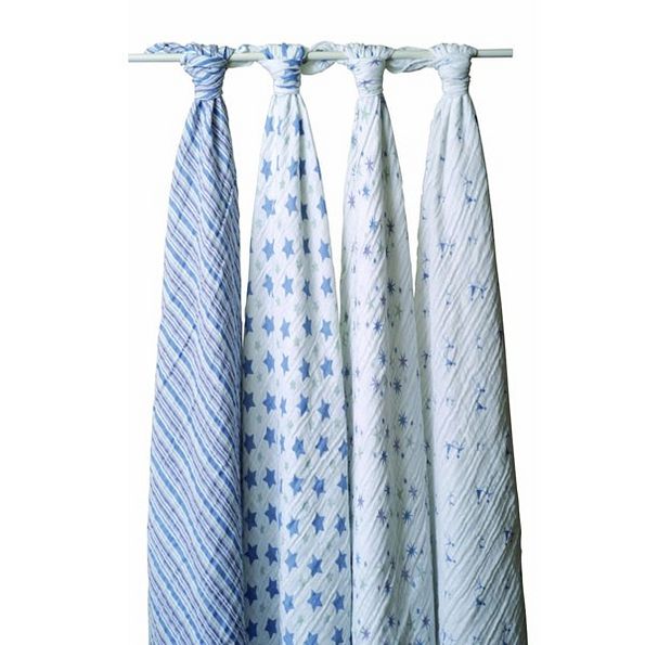 aden + anais cotton muslin swaddles, 4 pack, prince charming