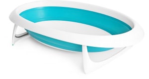 Boon, Inc. Naked Collapsible Baby Bathtub, Blue and White