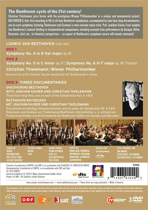 Christian Thielemann/Wiener Philharmoniker: Beethoven - Symphonies Nos. 4, 5 & 6 [3 Discs]