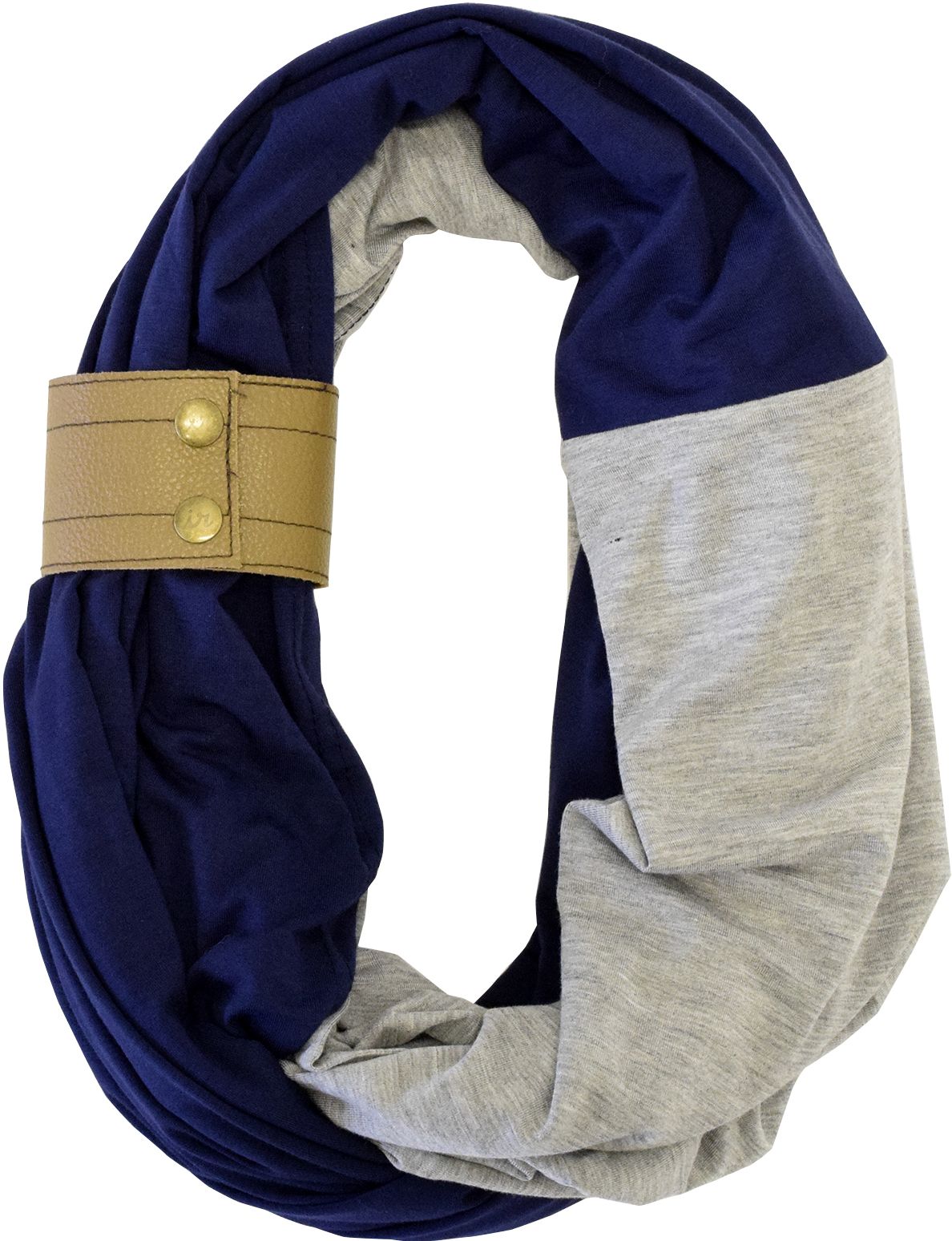 Nursing Scarf with Leather Cuff Navy