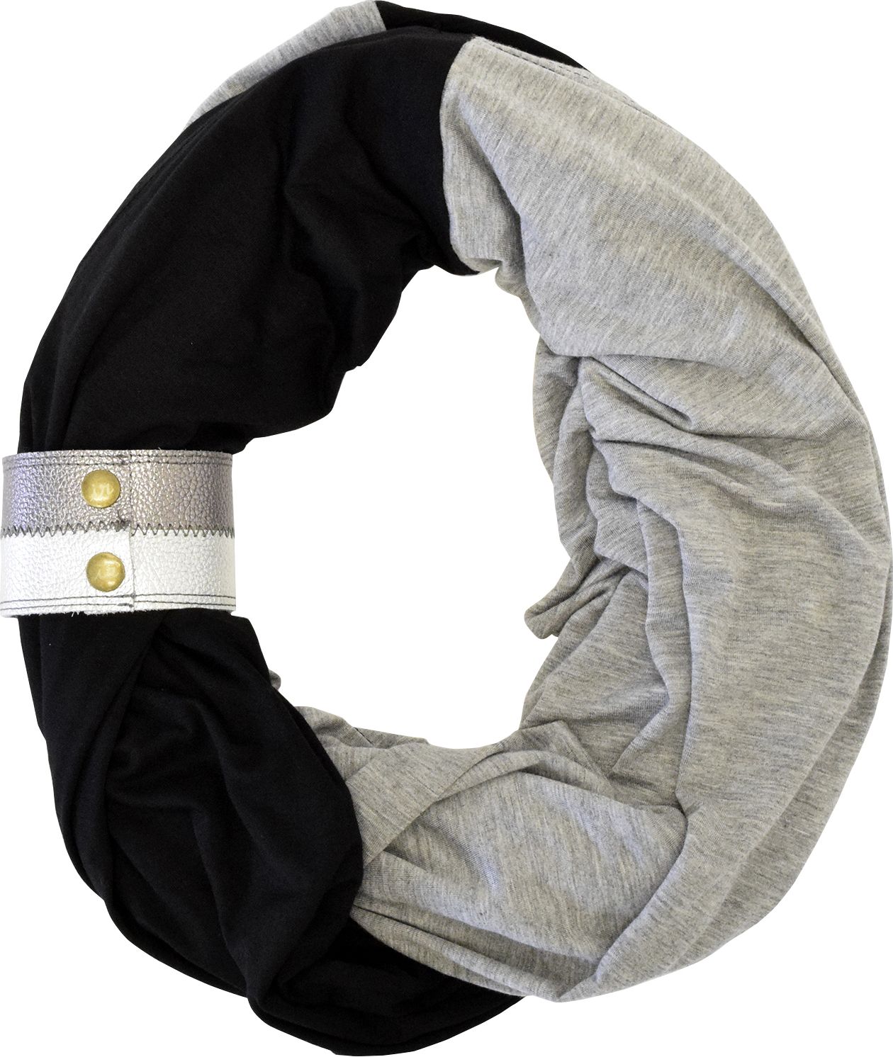 Nursing Scarf with Leather Cuff Black