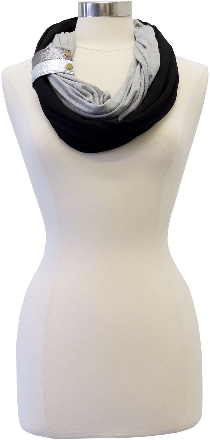 Nursing Scarf with Leather Cuff Black