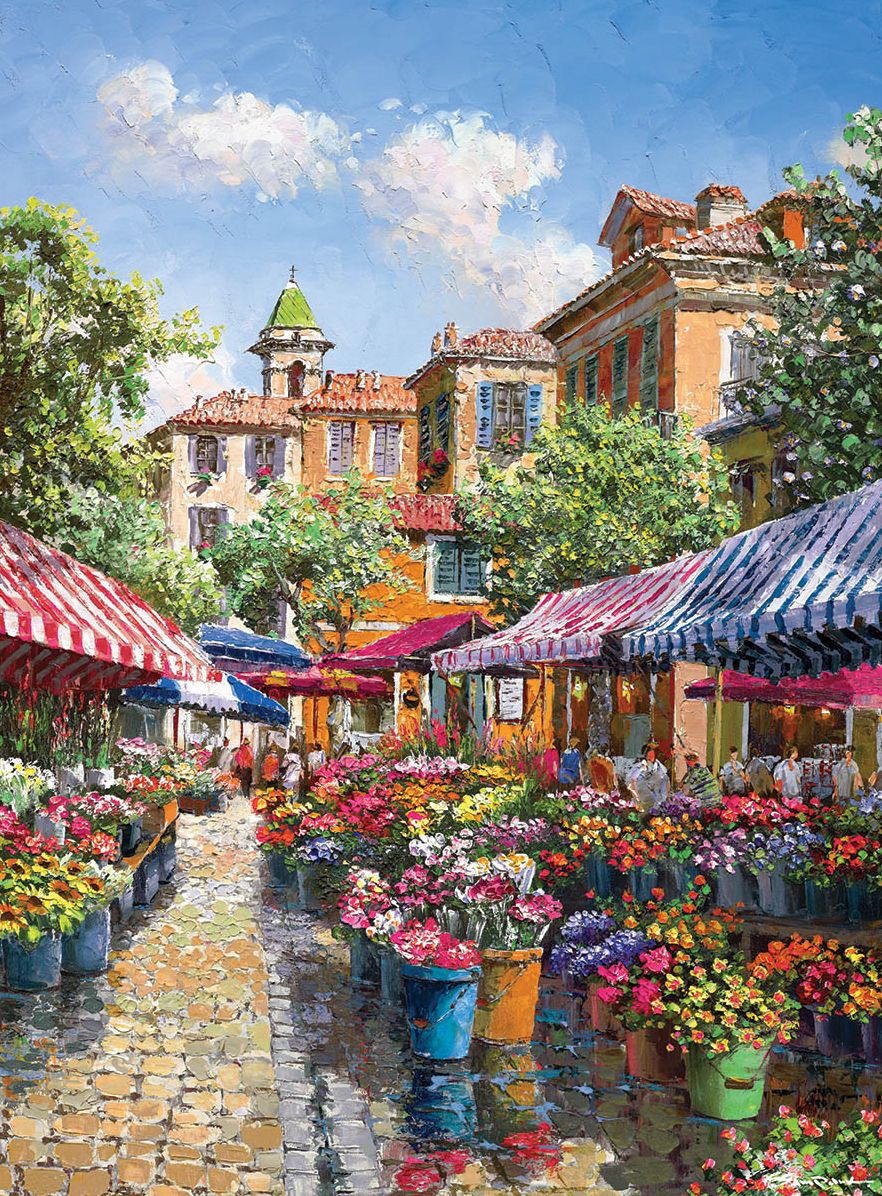 500 Piece Puzzle Flower Market Nice Sam Park