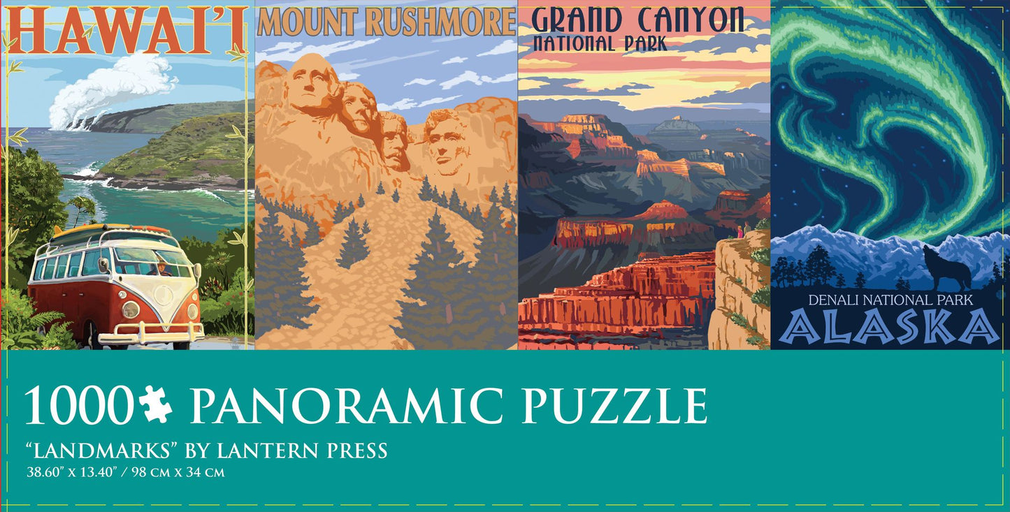 1000 Piece Panoramic Puzzle Landmarks Lantern Press