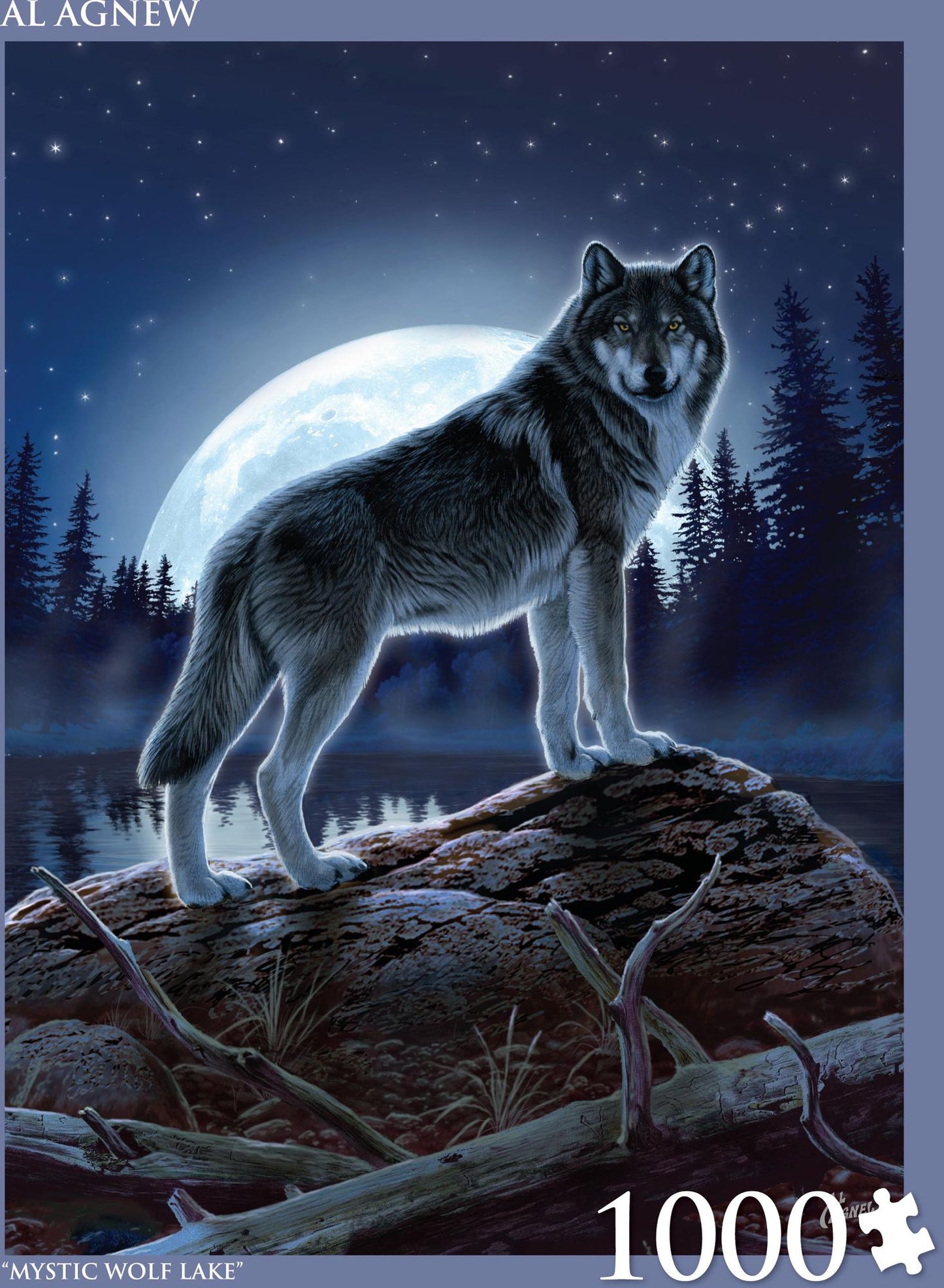 1000 Piece Puzzle Mystic Wolf Lake Al Agnew