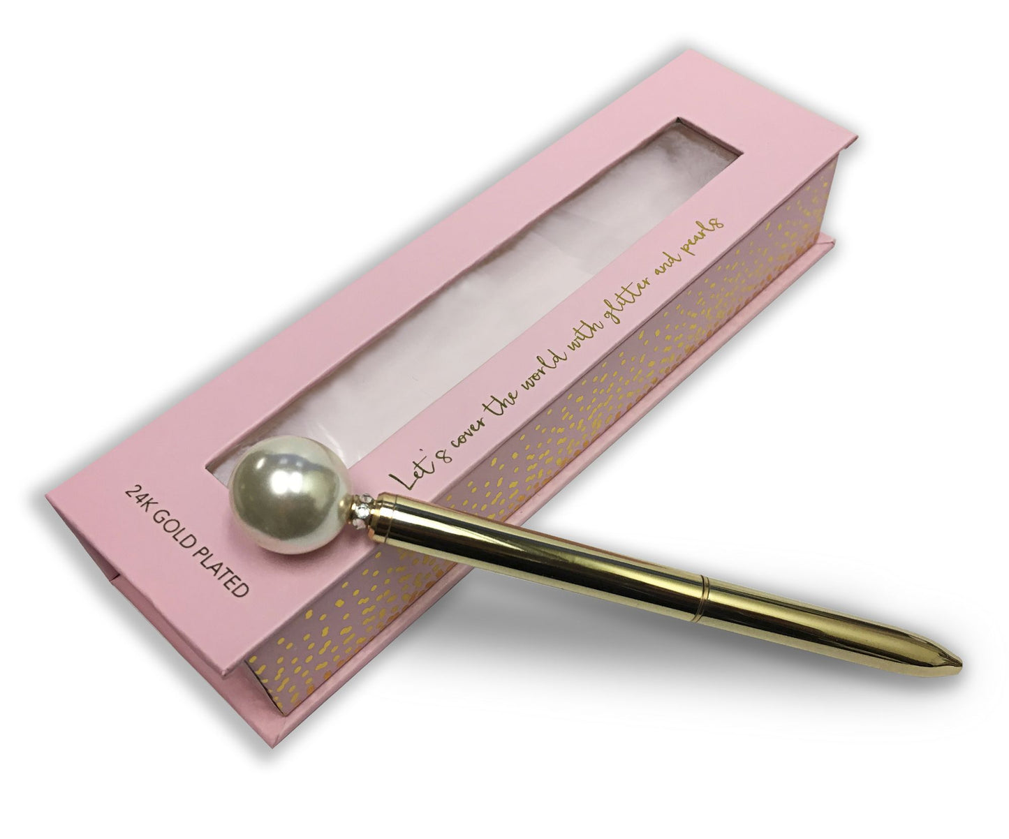 Gold Plated Ballpoint Pen with Pearl Top