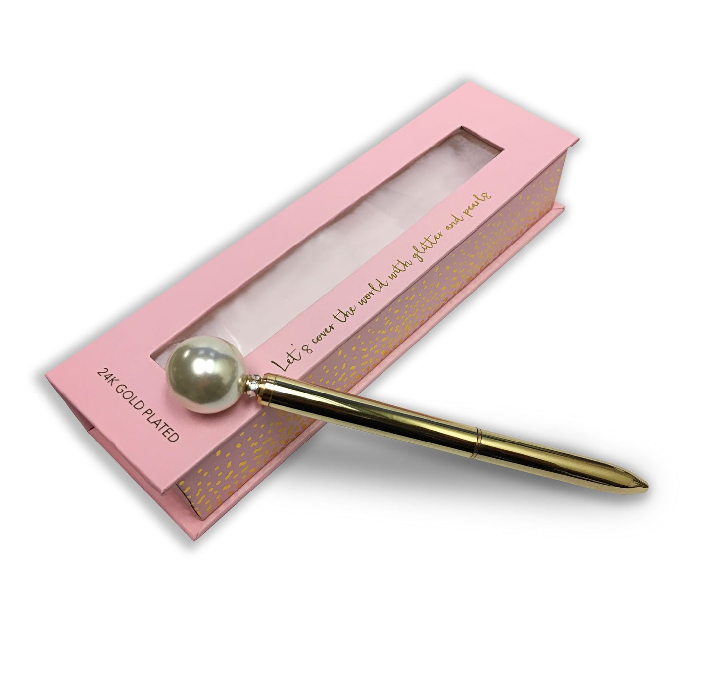 Gold Plated Ballpoint Pen with Pearl Top