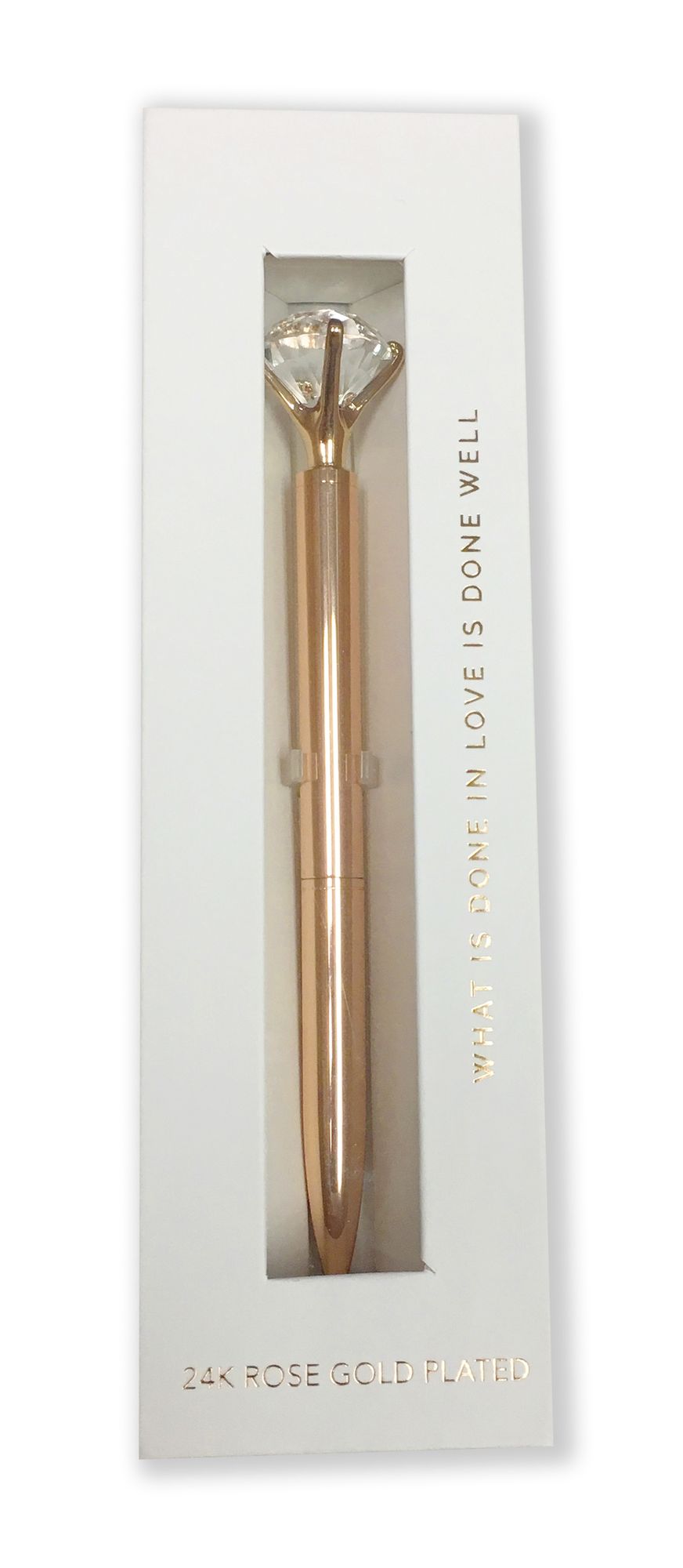 Rose Gold Plated Ballpoint Pen with Crystal Diamond Top
