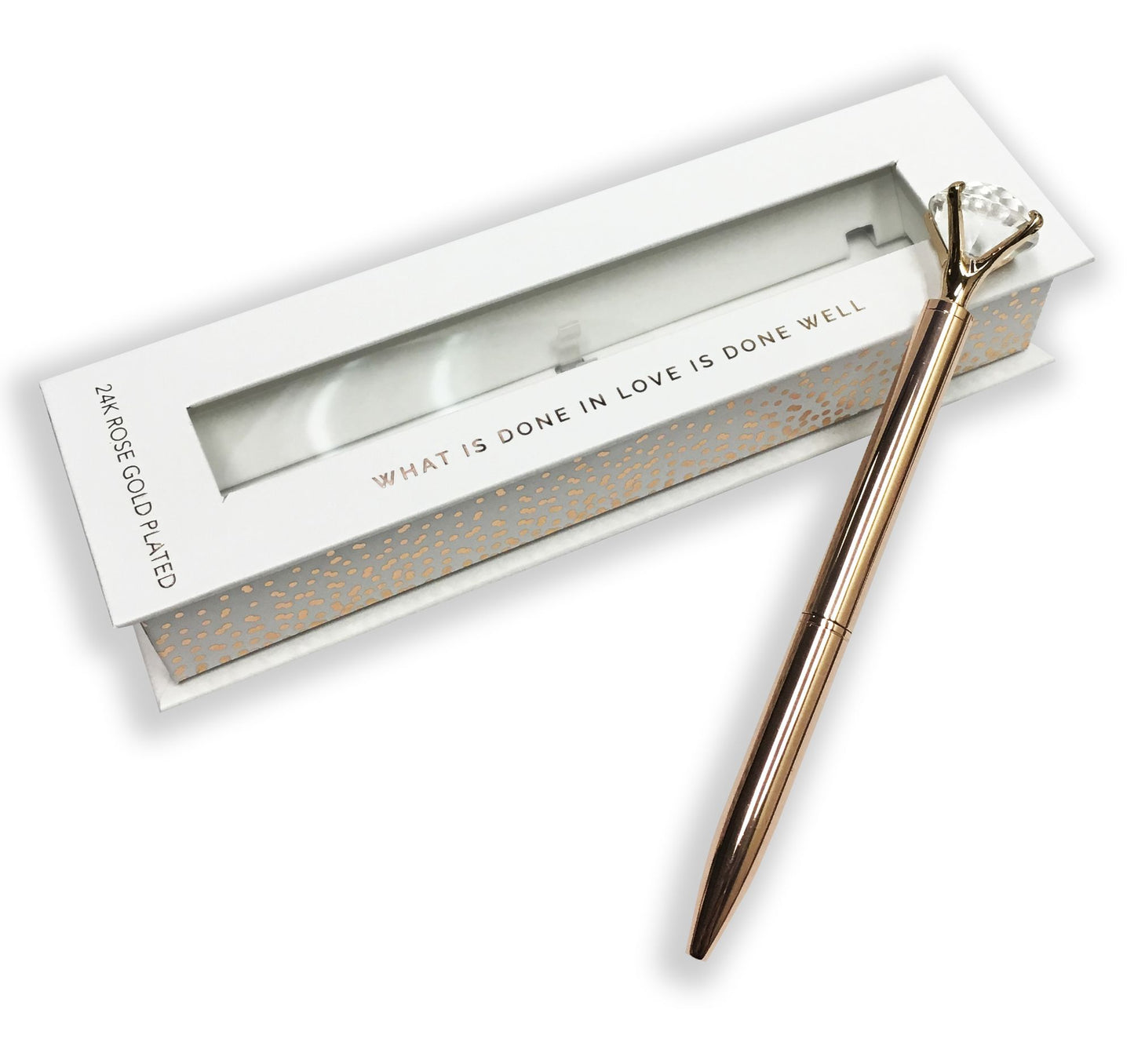 Rose Gold Plated Ballpoint Pen with Crystal Diamond Top