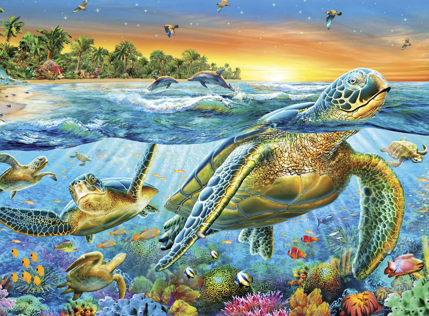 500 Piece Puzzle Underwater Turtles - Adrian Chesterman