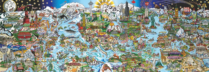 Charles Fazzino - We Are The World - 1,000 Piece Panoramic Puzzle