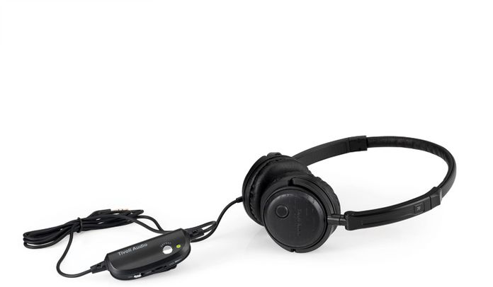 Tivoli RSBLK Active noise-canceling headphones with solid wood ear cups. Can be used with or without noise-canceling.