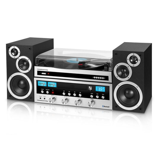 Innovative Technology Classic 50 Watt CD Stereo System with Record Player and Bluetooth