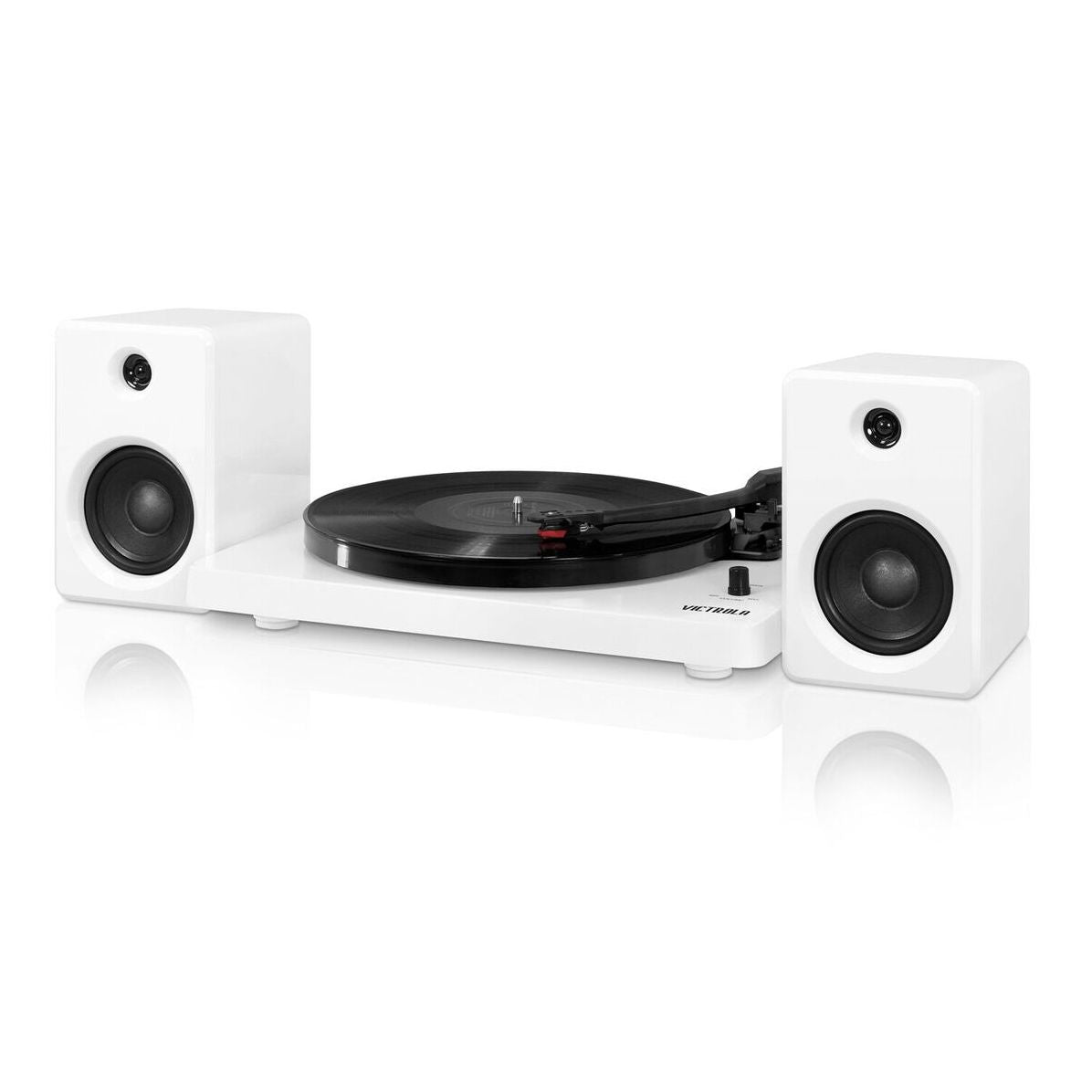 Victrola Modern Record Player with Bluetooth, 50 watt Speakers and 3 Speed Turntable, White