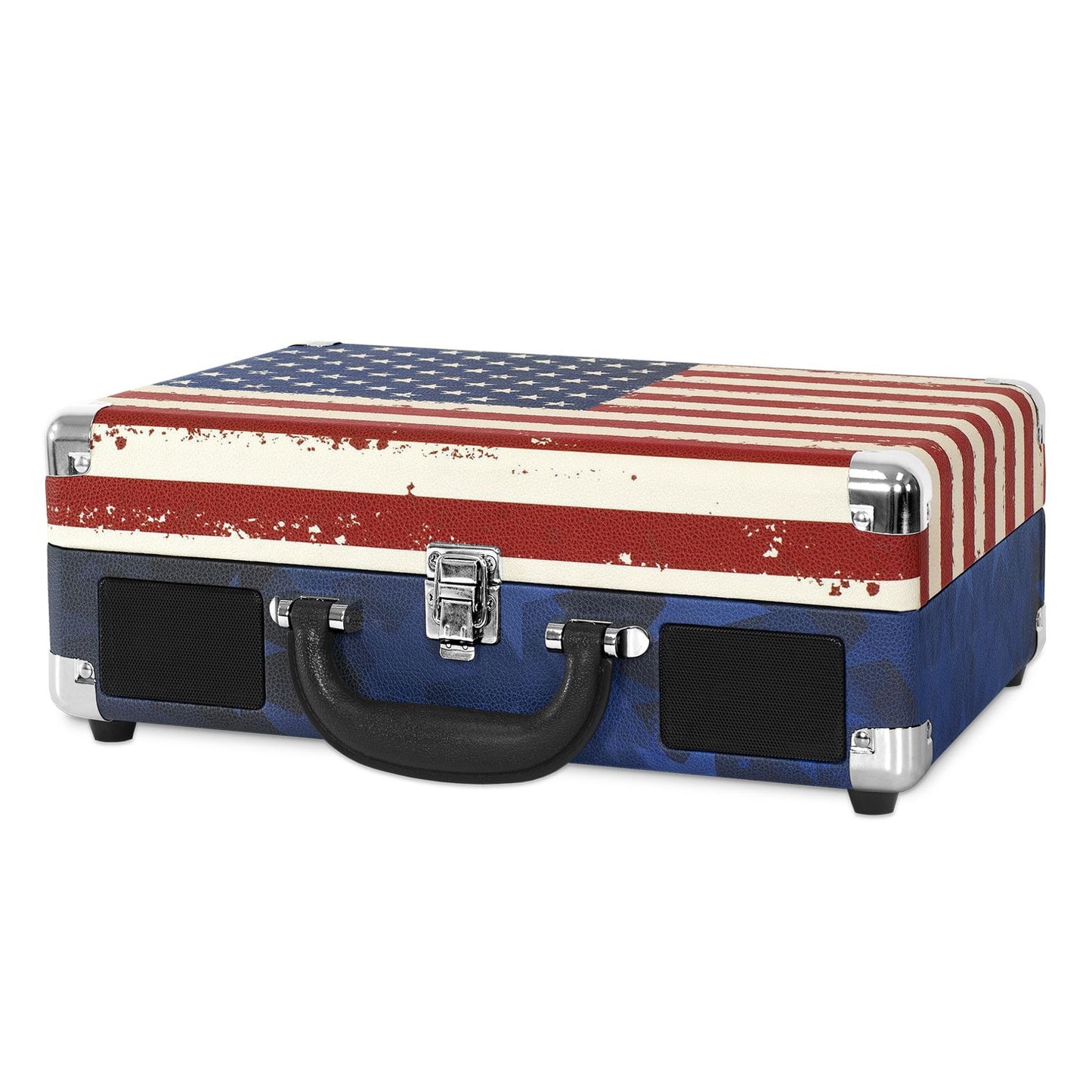 Portable Victrola Suitcase Record Player with Bluetooth and 3 Speed Turntable, Plaid Print