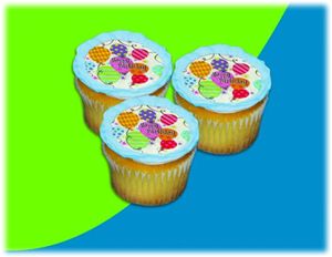 UB FUN A17947-06 BALLOON BIRTHDAY ICING SHEET 2.2 inches CUPCAKE