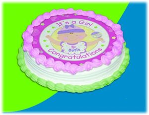 UB FUN A12907-05 IT S A GIRL ICING SHEET 8 inches ROUND