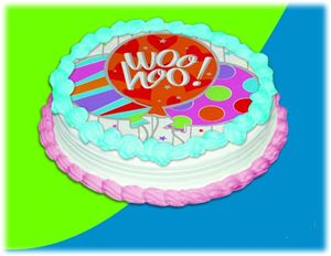 UB FUN A15055-05 WOO-HOO BIRTHDAY ICING SHEET 8 inches ROUND