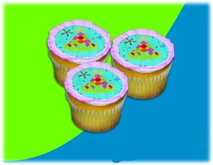 UB FUN A15065-06 PARTY HAT BIRTHDAY ICING SHEET 2.2 inches CUPCAKE