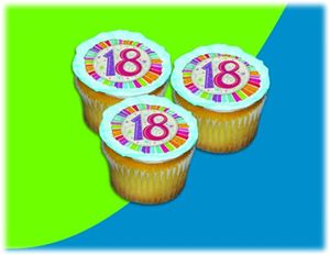 UB FUN A16065-06 RADIANT BIRTHDAY 18 ICING SHEET 2.2 inches CUPCAKE