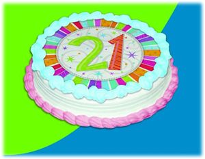 UB FUN A16068-05 RADIANT BIRTHDAY 21 ICING SHEET 8 inches ROUND