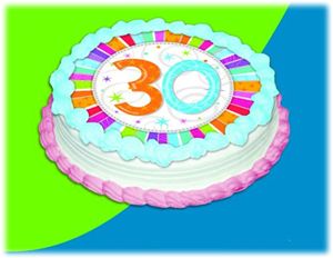 UB FUN A16069-05 RADIANT BIRTHDAY 30 ICING SHEET 8 inches ROUND
