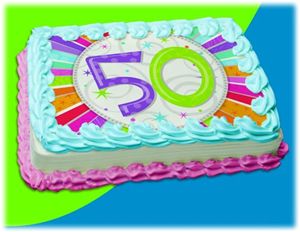 UB FUN A16071-03 RADIANT BIRTHDAY 50 ICING SHEET 8.5 inches X 11 inches