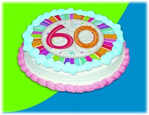 UB FUN A16072-05 RADIANT BIRTHDAY 60 ICING SHEET 8 inches ROUND