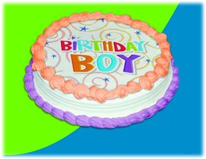 UB FUN A16024-05 BIRTHDAY BOY SWIRLS ICING SHEET 8 inches ROUND